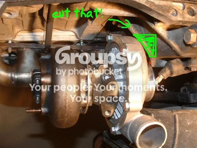 Check block clearance and secure the manifold and turbo
